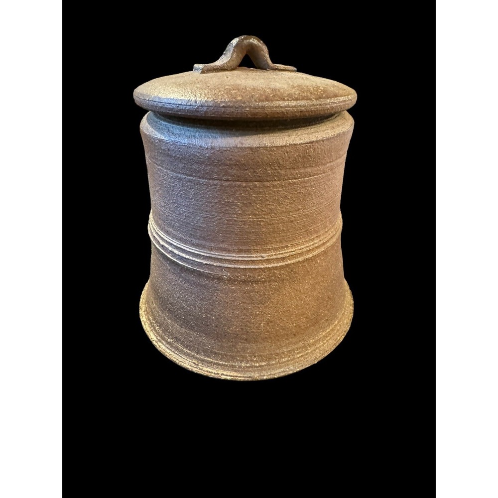 RARE Clay Pottery Jar W/Lid. Artist Signed. 5.5"T. OOAK Made In Maine